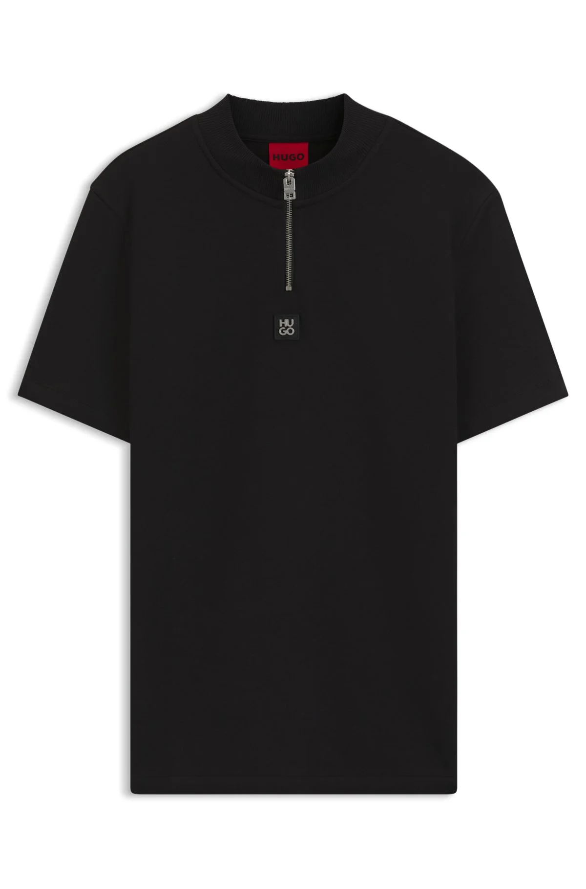 COTTON-BLEND T-SHIRT WITH ZIPPER NECK - 1