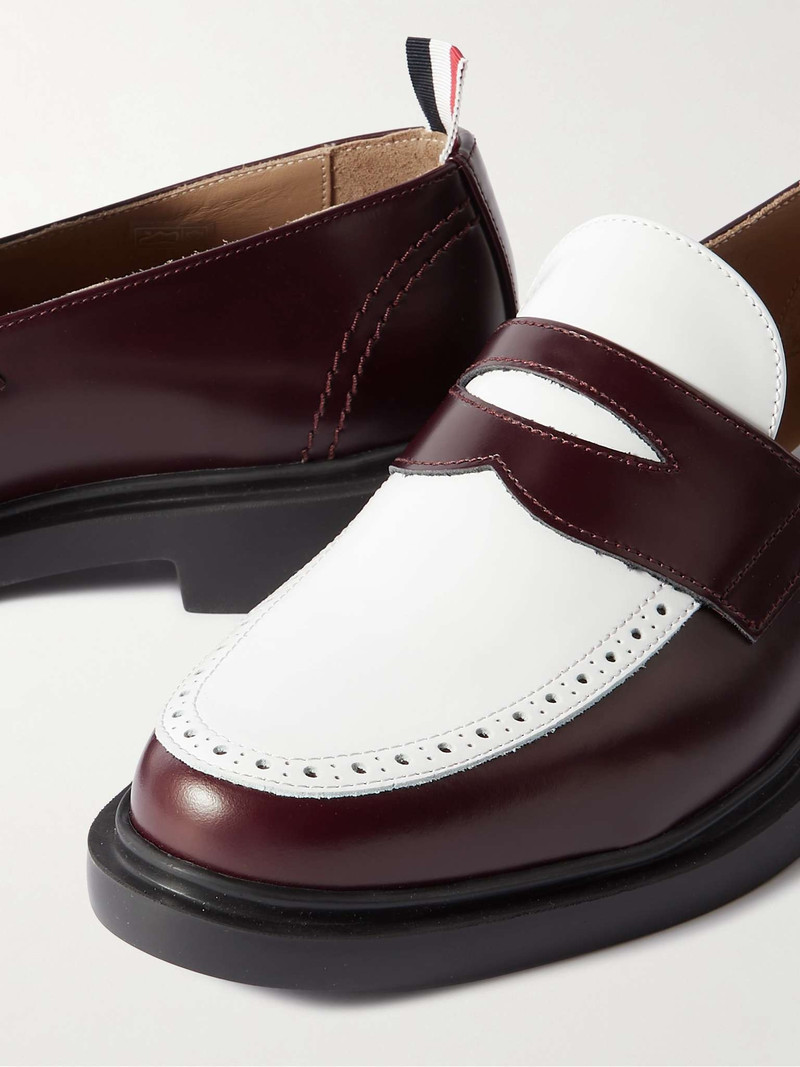 Two-Tone Leather Penny Loafers 6