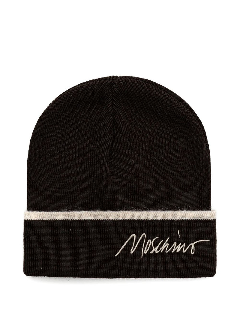logo-embroidered beanie hat 1