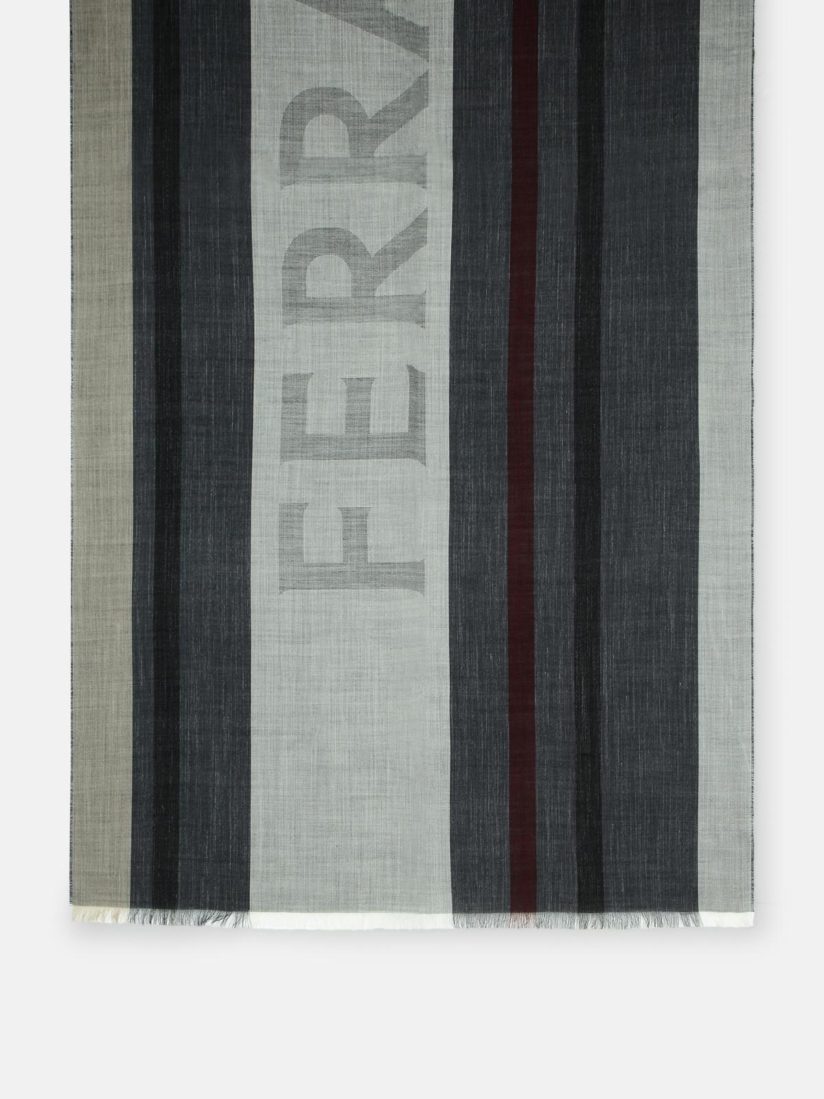 'BIG LOGO' GREY SILK BLEND SCARF - 1