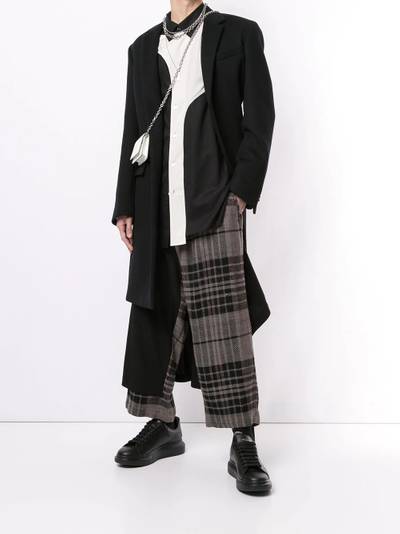 Yohji Yamamoto layered check print cropped trousers outlook