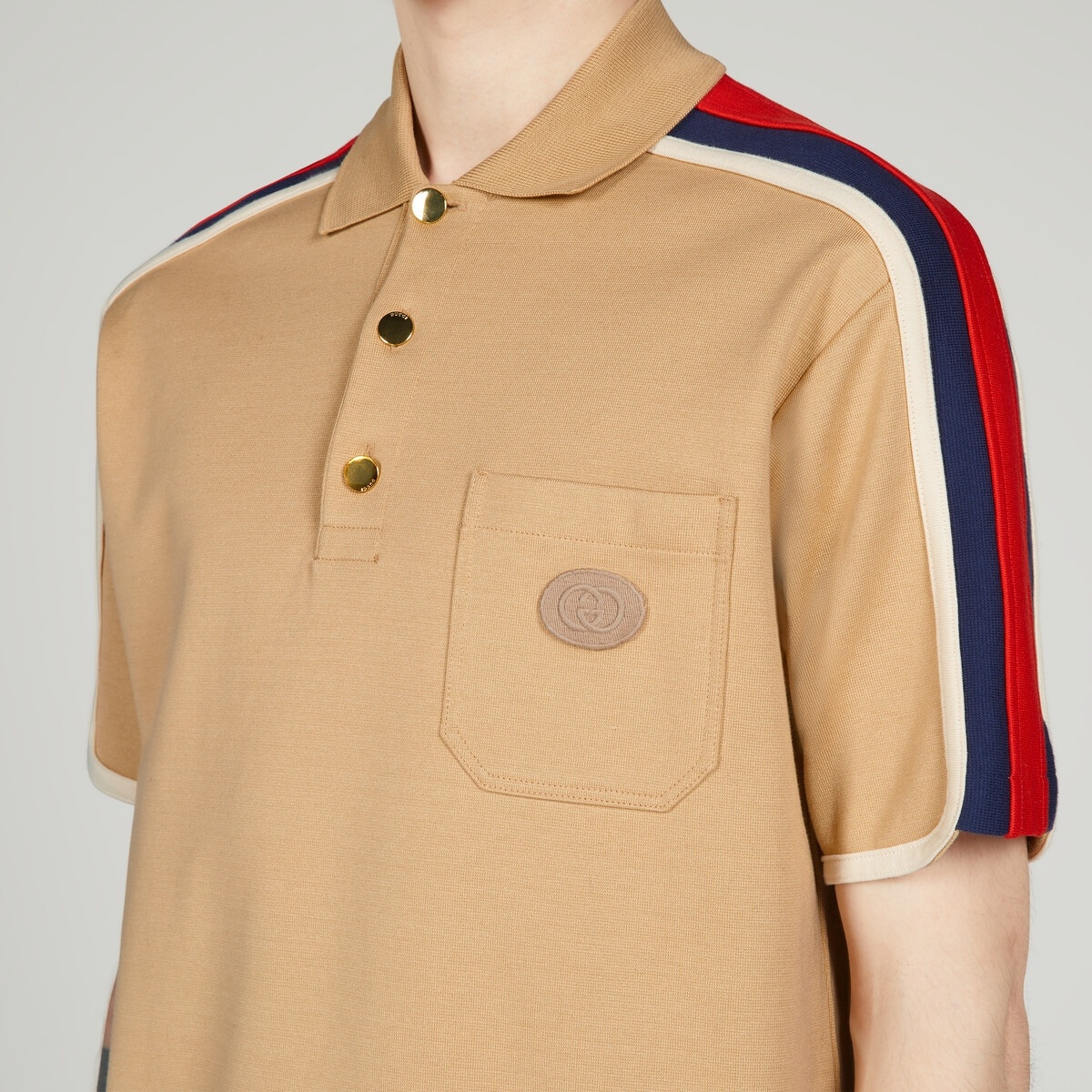 Cotton jersey polo shirt with Web - 3