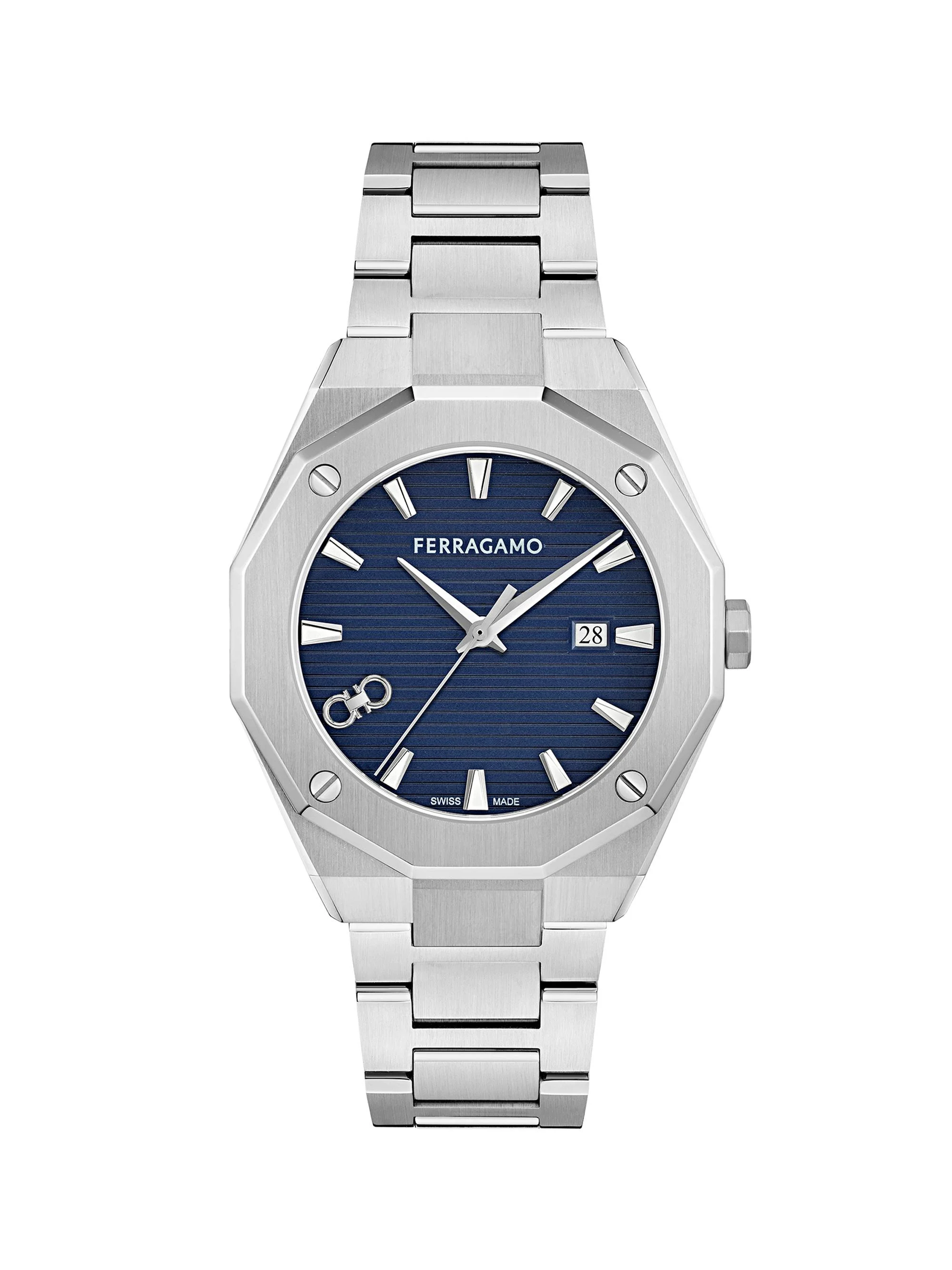 Men's Ferragamo Edge Stainless Steel Bracelet Watch/40MM - Stainless Steel Blue Dial - 1
