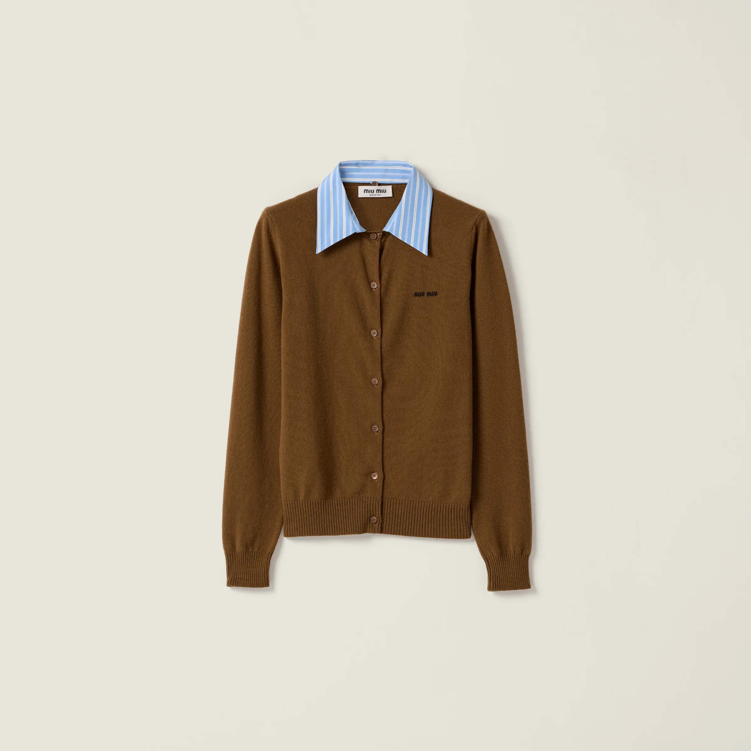 Cashmere cardigan with collar - 1