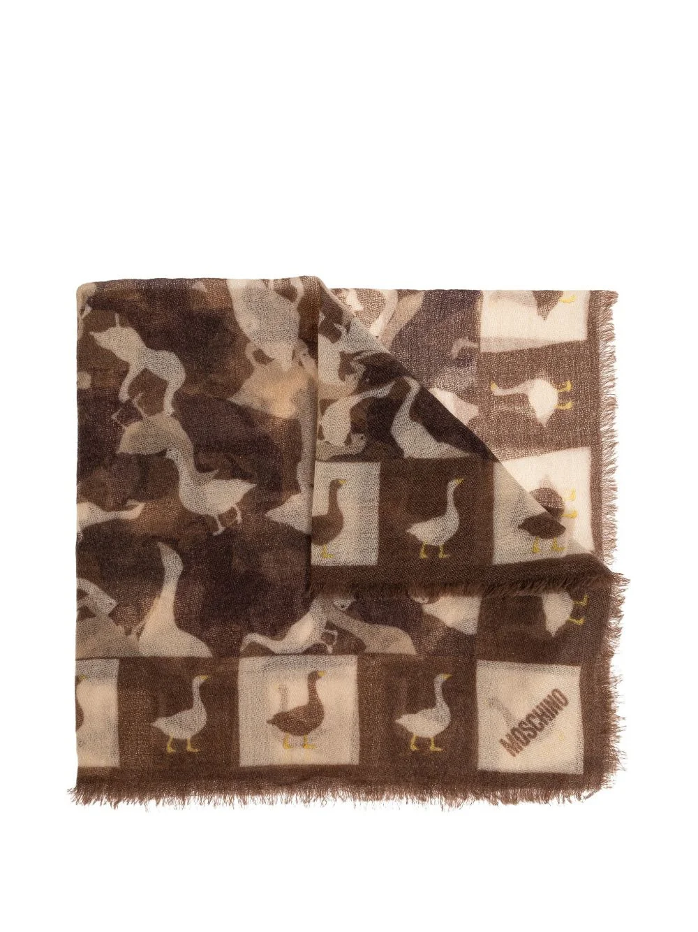 goose-print fringed scarf - 1