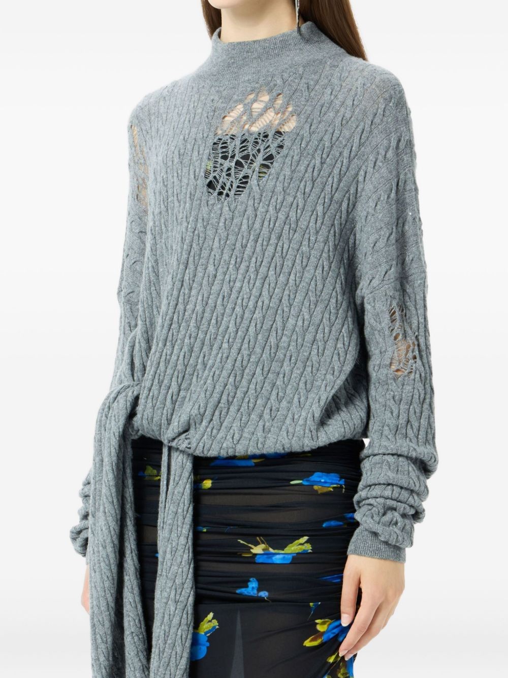 cable-knit distressed sweater - 5