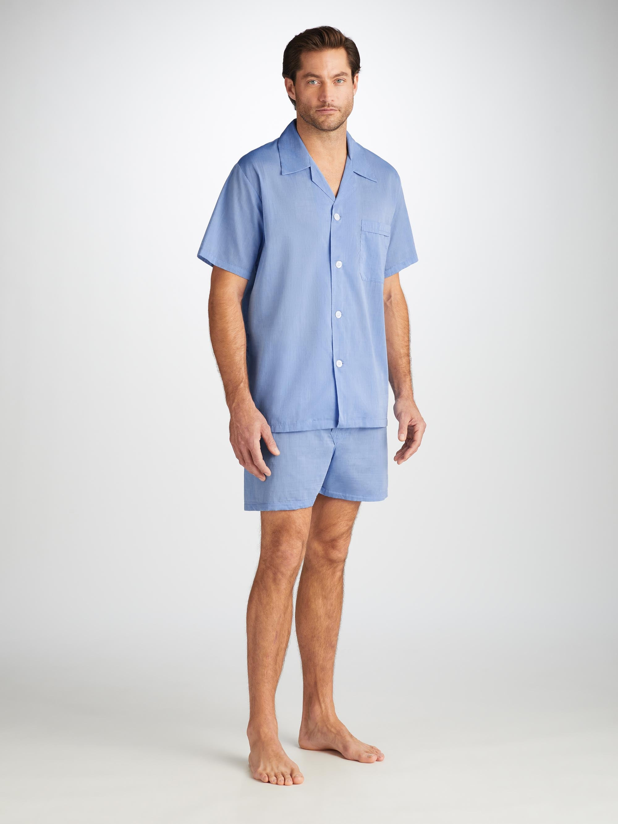 Men's Short Pyjamas Amalfi Cotton Batiste Blue - 3