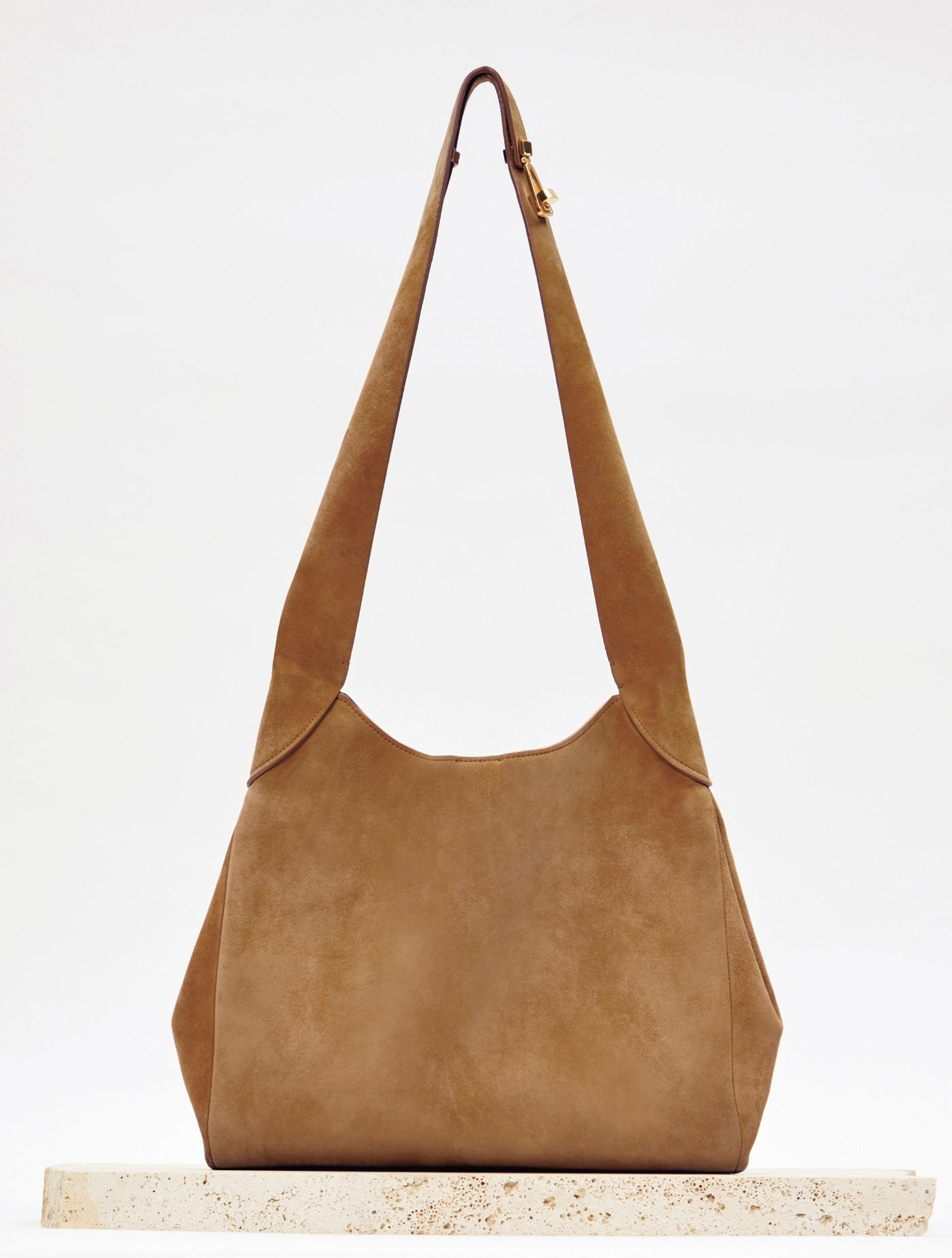 Small Hobo Bag in Dark Sand Suede - 2