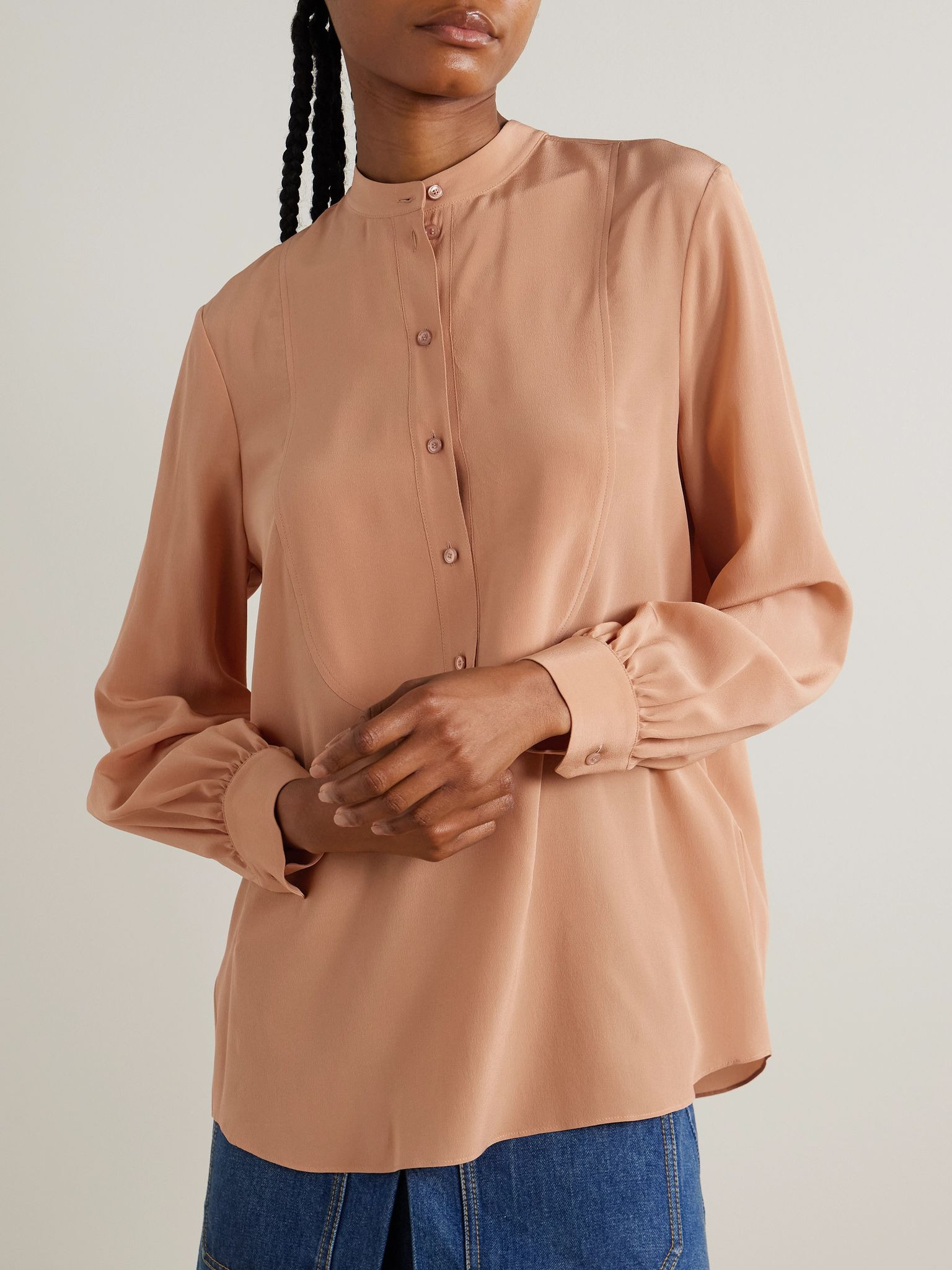 Silk-crepe blouse Peach - 3