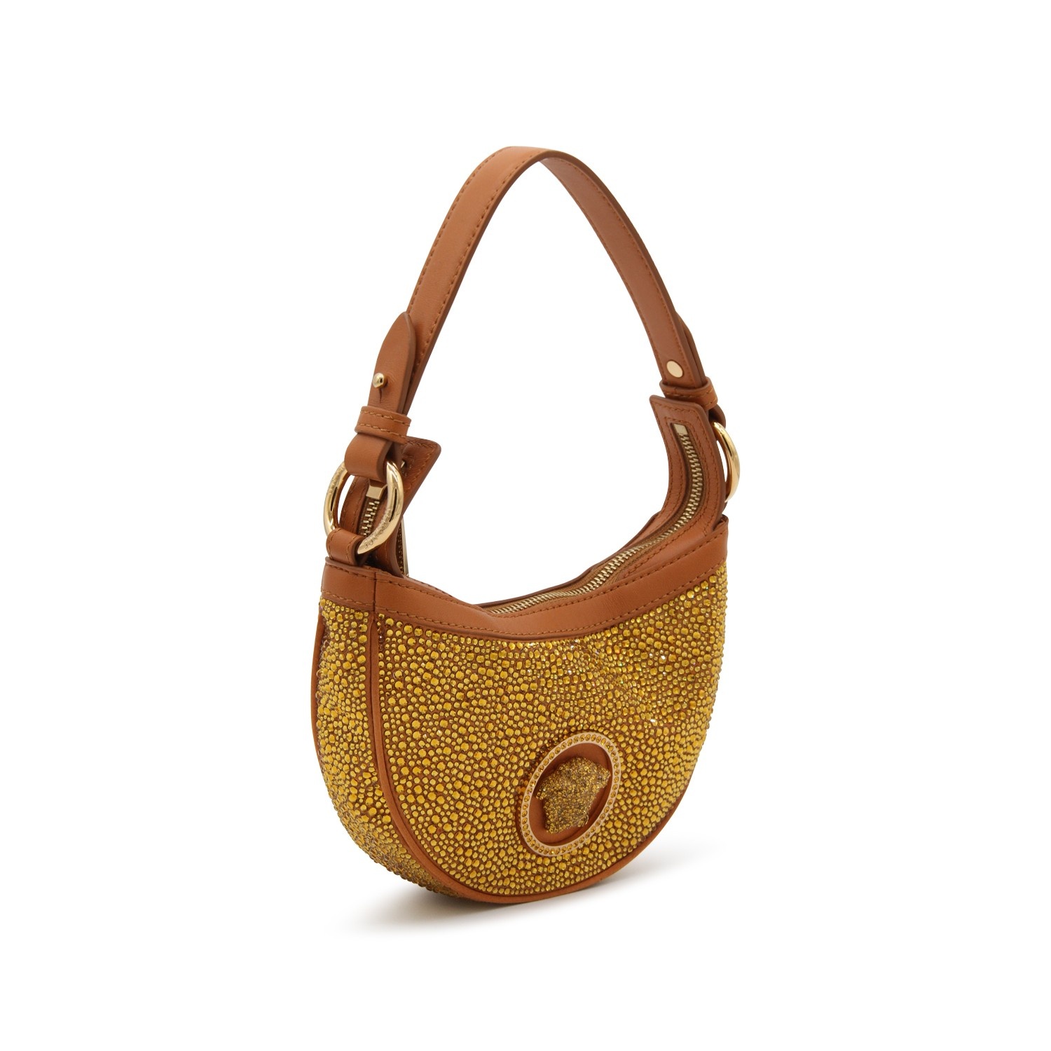 VERSACE★CARAMEL VISCOSE AND SILK BLEND REPEAT SHOULDER BAG VERSACE CARAMEL VISCOSE AND SILK BLEND REPEAT SHOULDER BAG