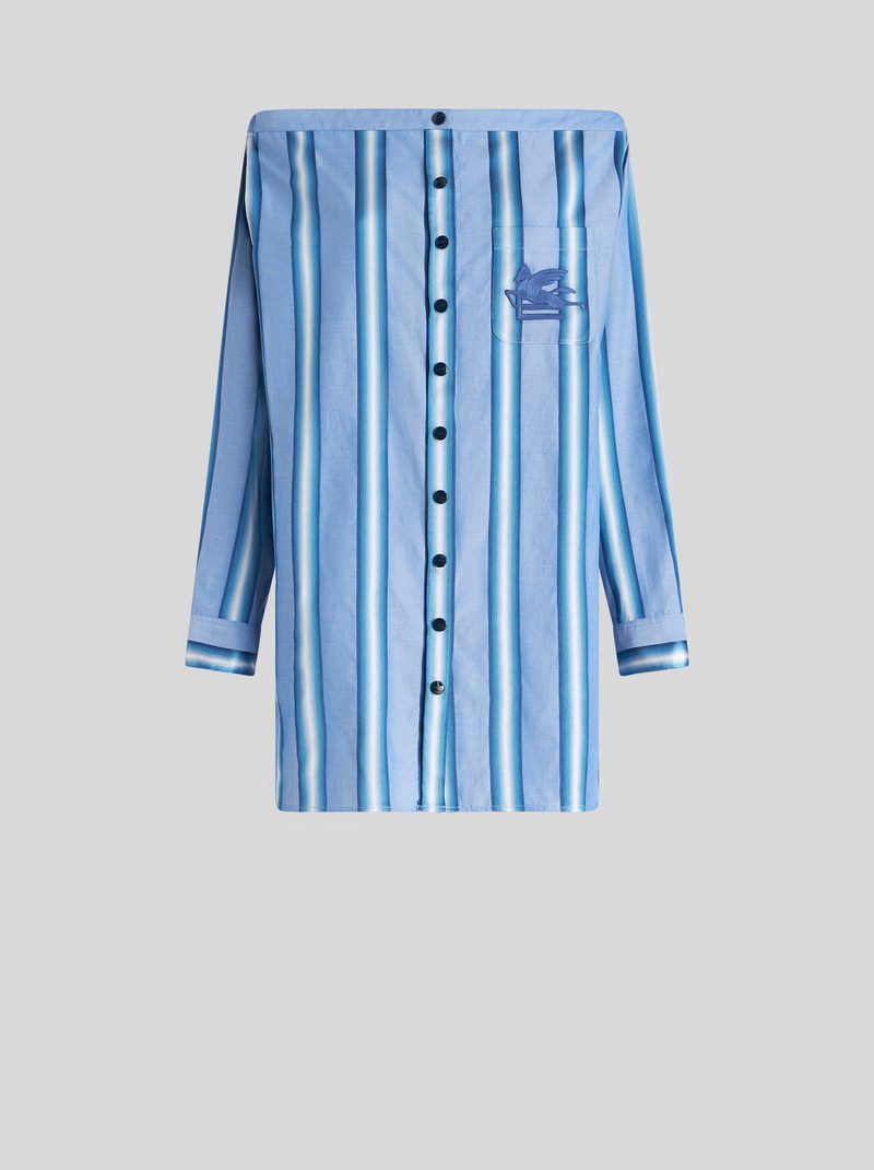 STRIPED COTTON AND SILK SHIRT DRESS 1