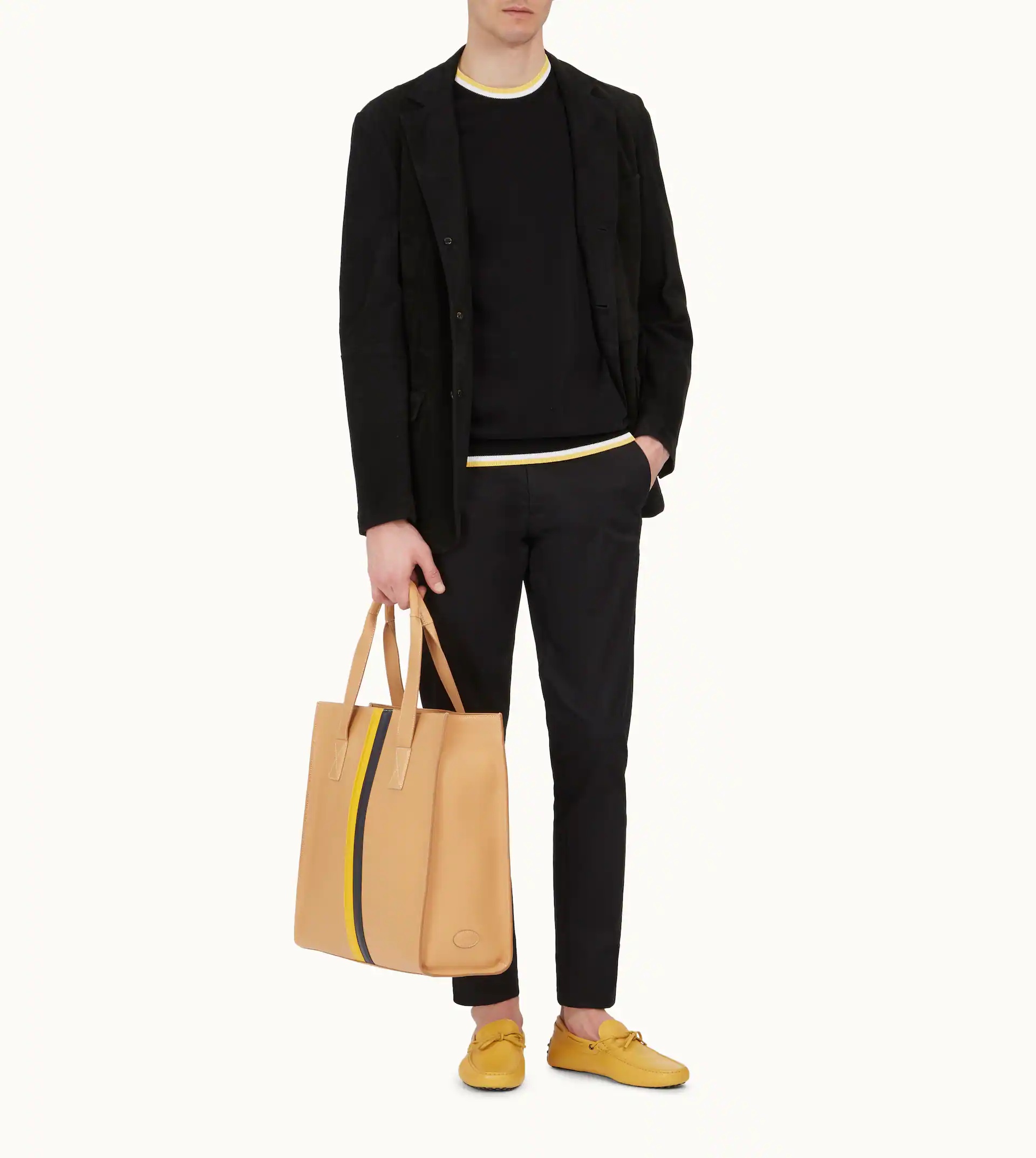SHOPPING TOTE BAG MEDIUM - BEIGE, YELLOW, BLACK - 2