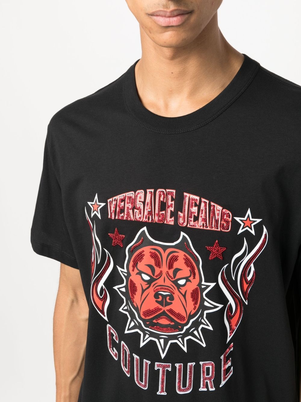 sequin-embellished logo T-shirt - 5