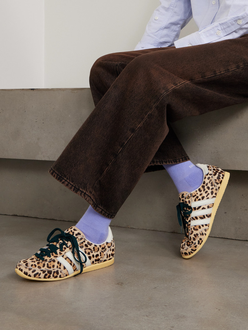 adidas Originals Japan Leather-trimmed Leopard-print Calf Hair Sneakers outlook