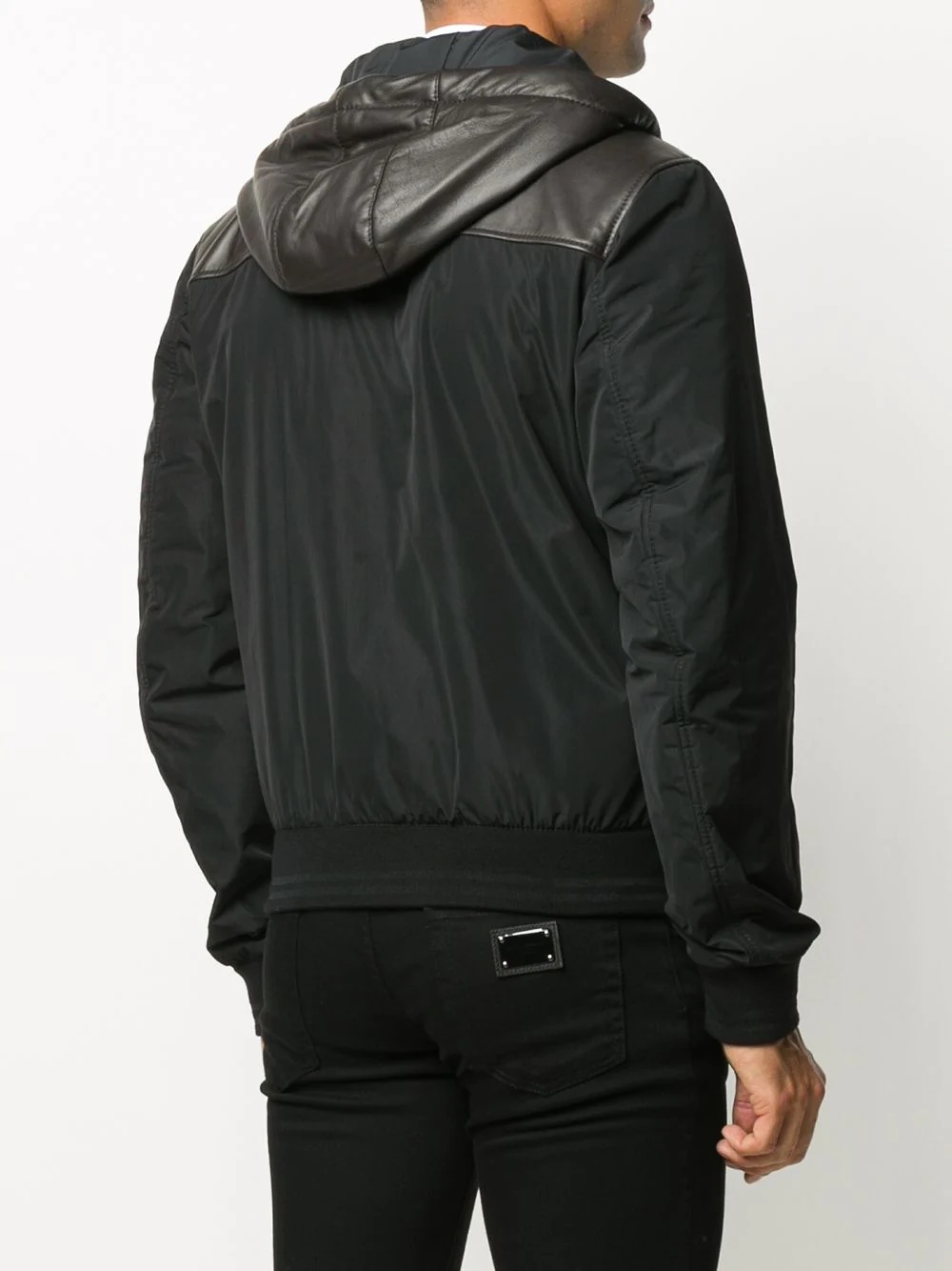 leather panel jacket - 4