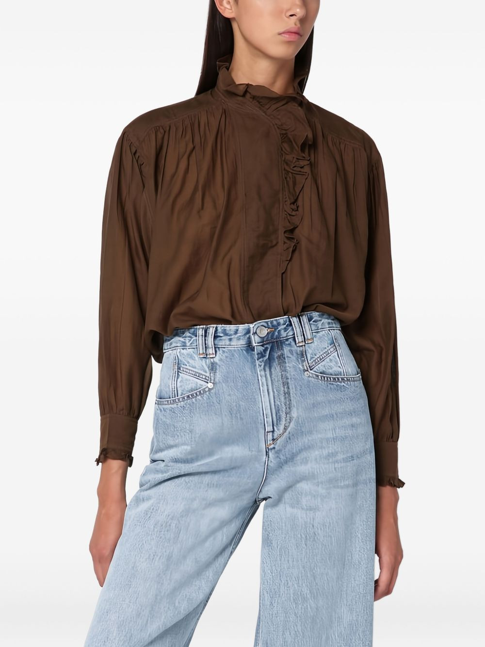 ruffled high-neck blouse - 1