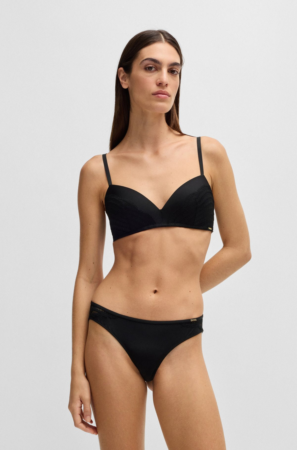 LACE-TRIM PUSH-UP BRA WITH LOGO DETAIL - 2