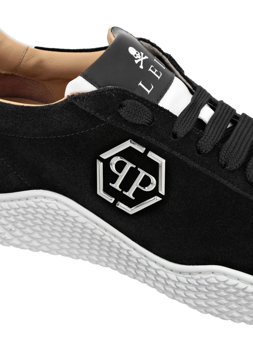 logo-plaque suede sneakers - 4