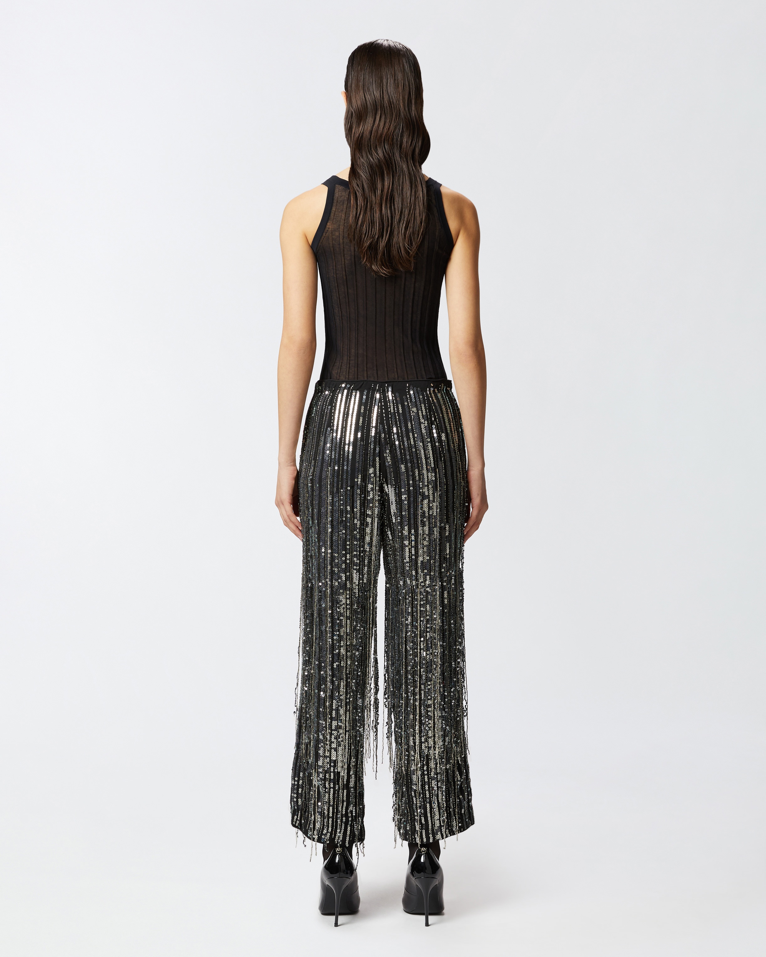 ELEGANT TROUSERS WITH FRINGING AND SEQUINS - 4