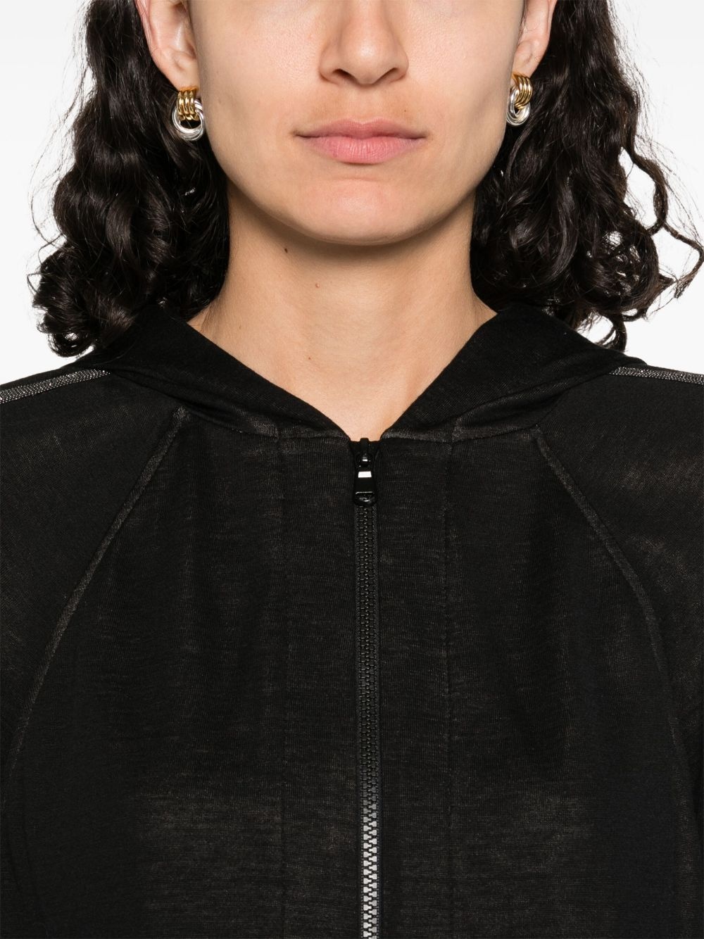 stripe-detail zip-up hoodie - 5