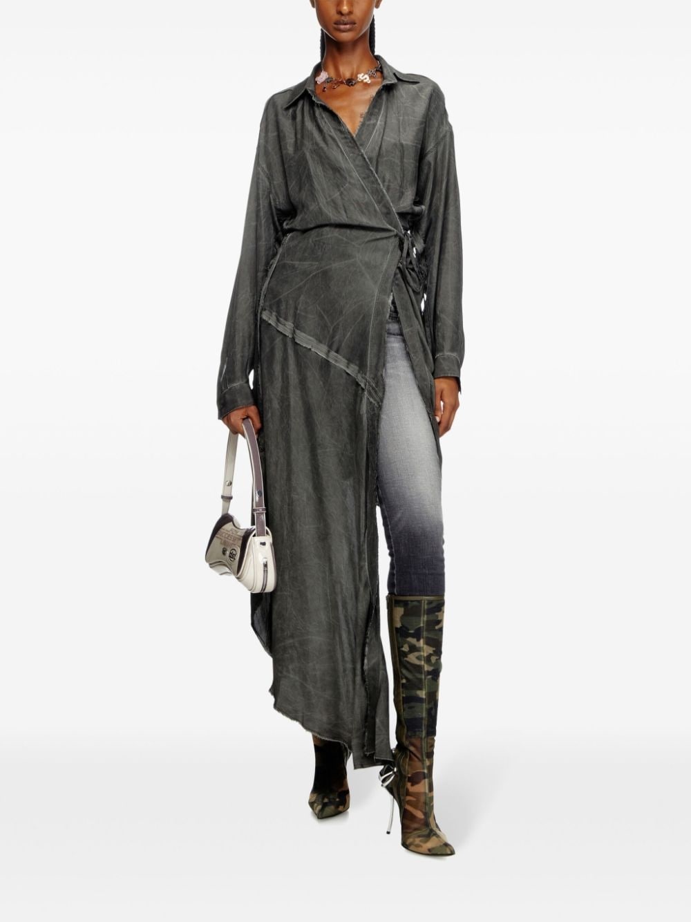 DIESEL>>D-Raven-Q1 フェード ディストレスト ミディ ドレス Diesel D-Raven-Q1 maxi dress | farfetch | REVERSIBLE