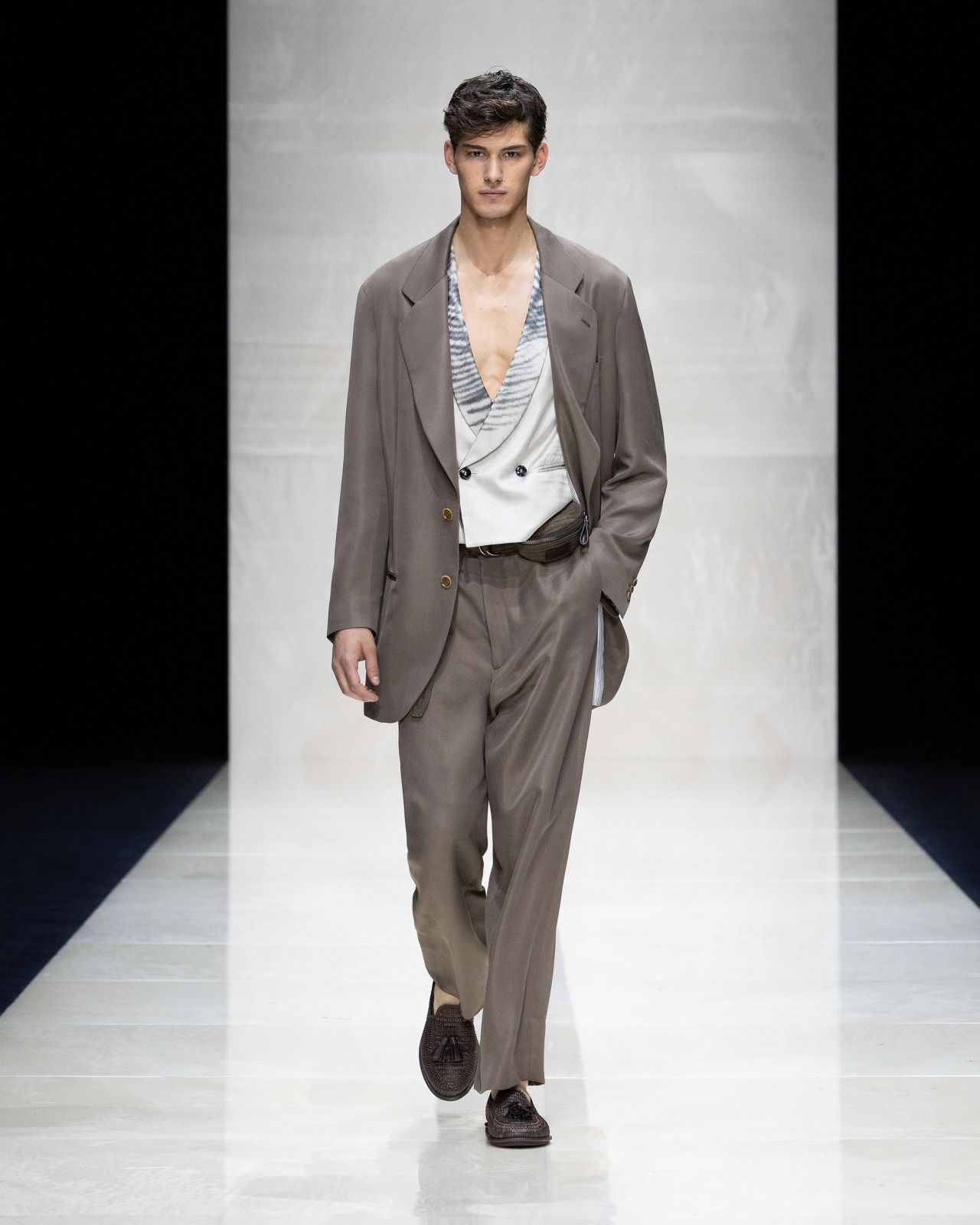 PRINTED CUPRO DOUBLE-BREASTED WAISTCOAT - 7