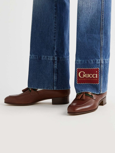 GUCCI Paride Webbing-Trimmed Tasselled Leather Loafers outlook