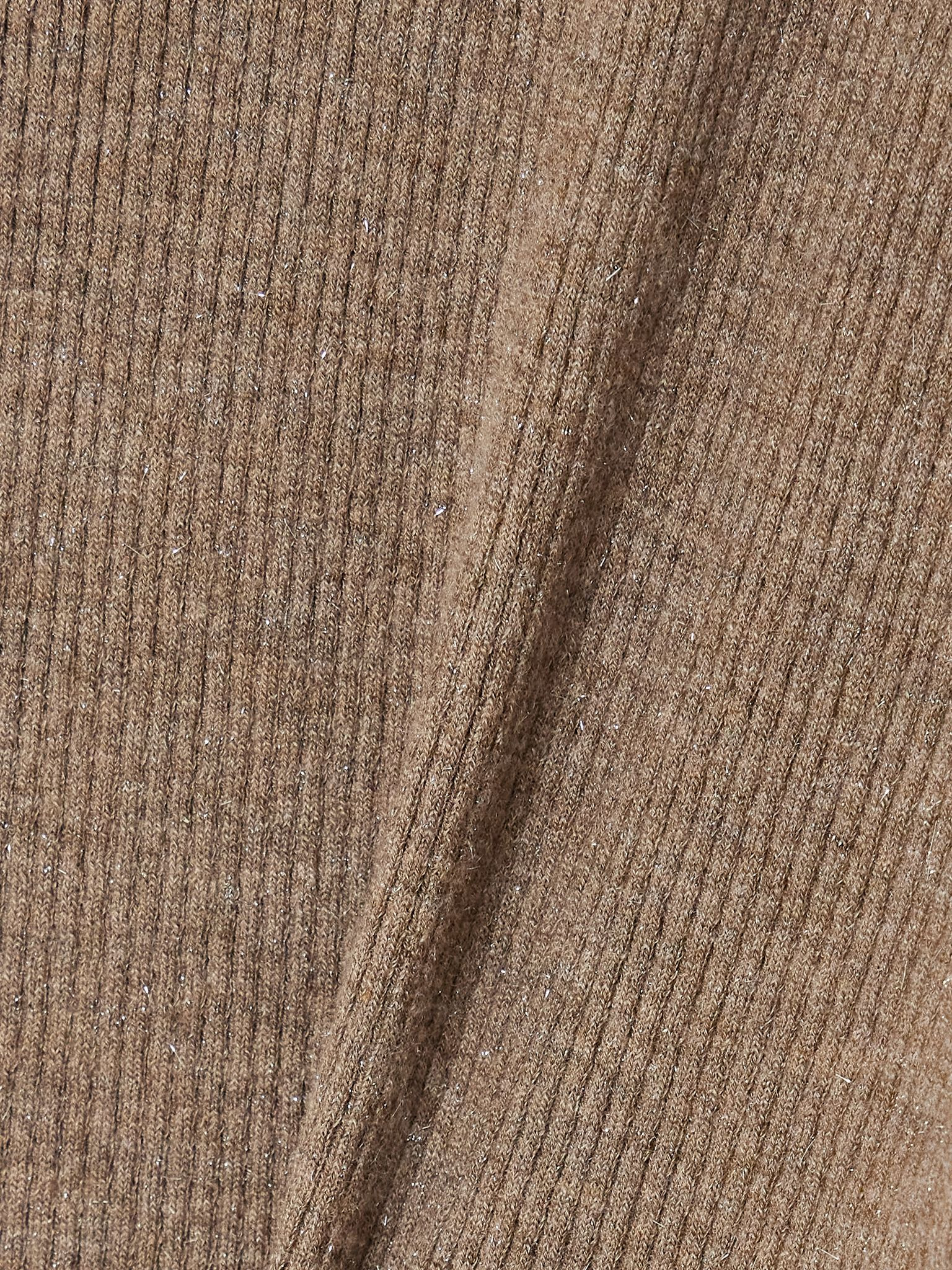 Metallic ribbed-knit turtleneck tank Brown - 4