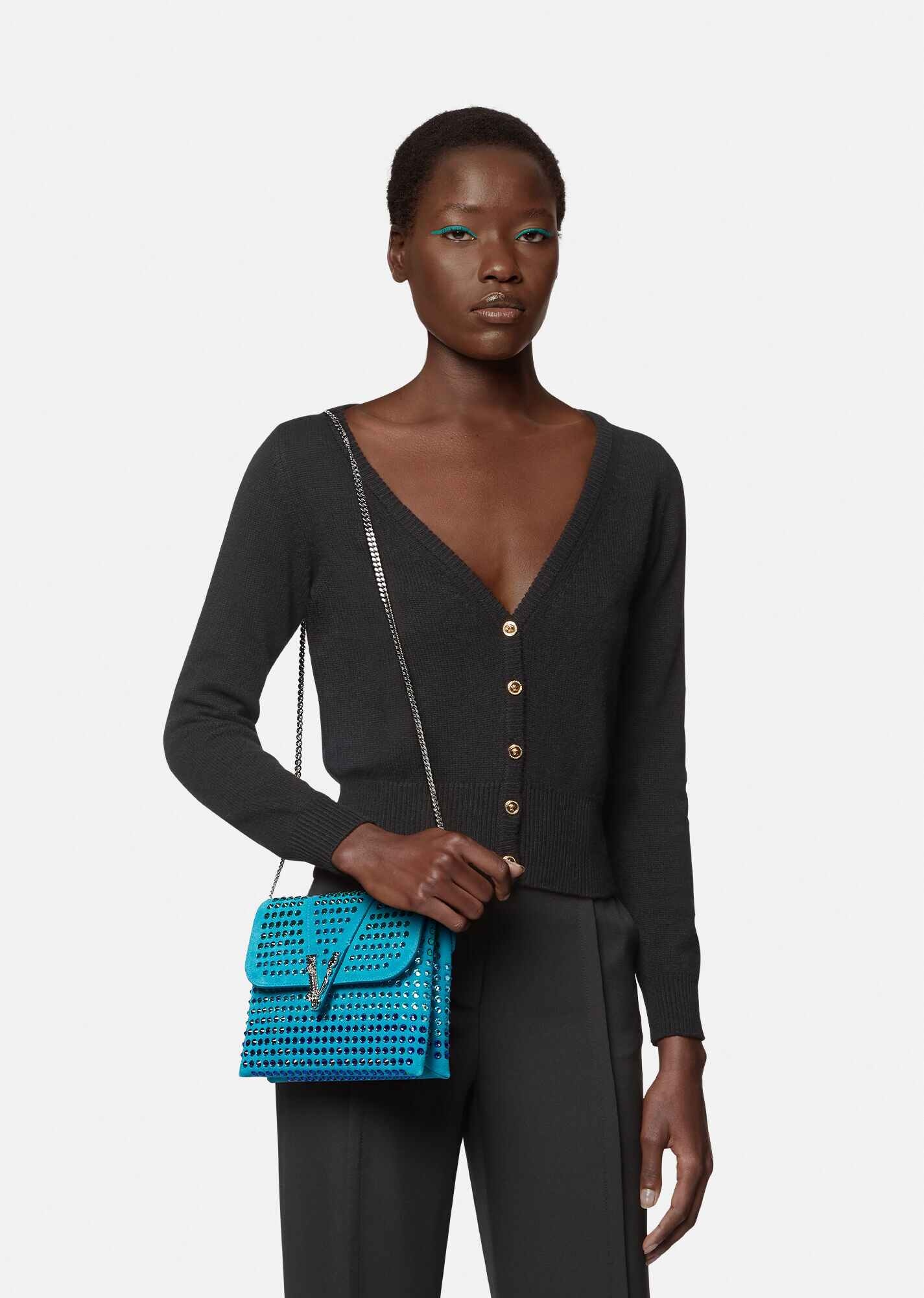 Virtus Suede Crystal Clutch - 2