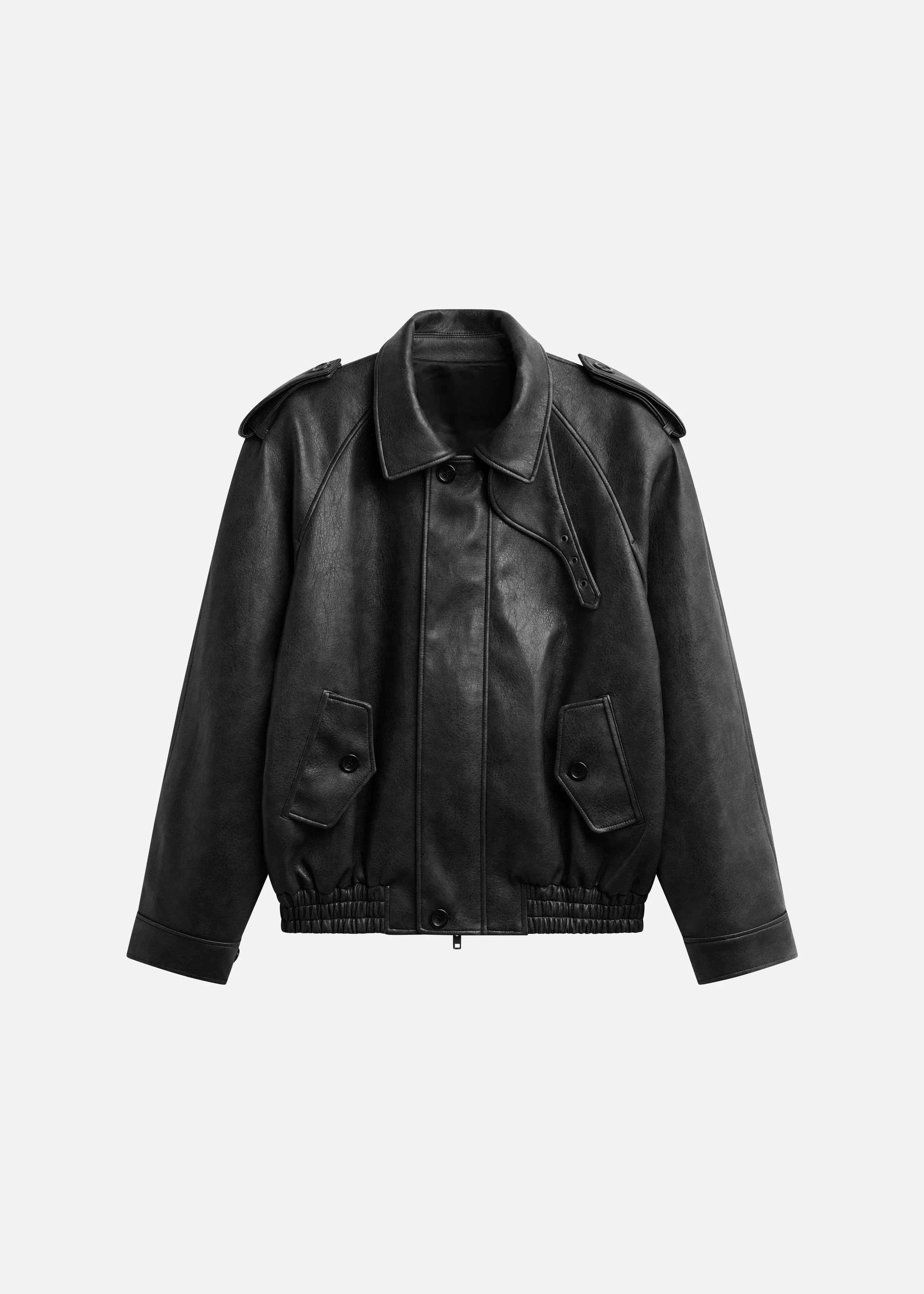 Nyland Faux Leather Padded Jacket - Black - 1