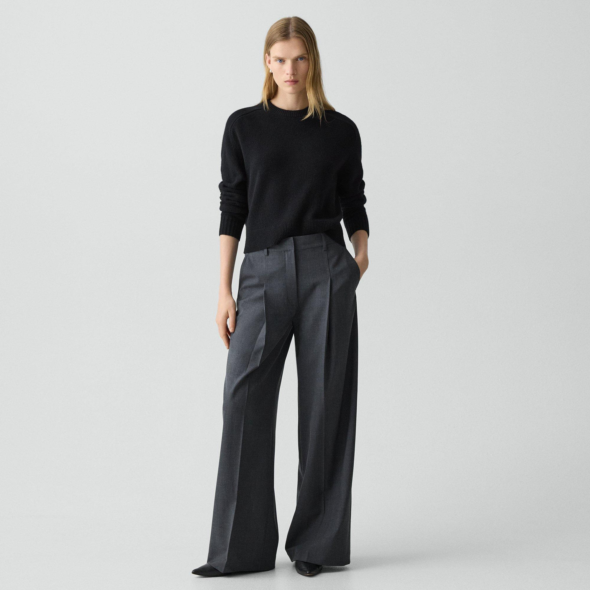 Pleated Wide-Leg Pant, 29'' in Good Wool - 2