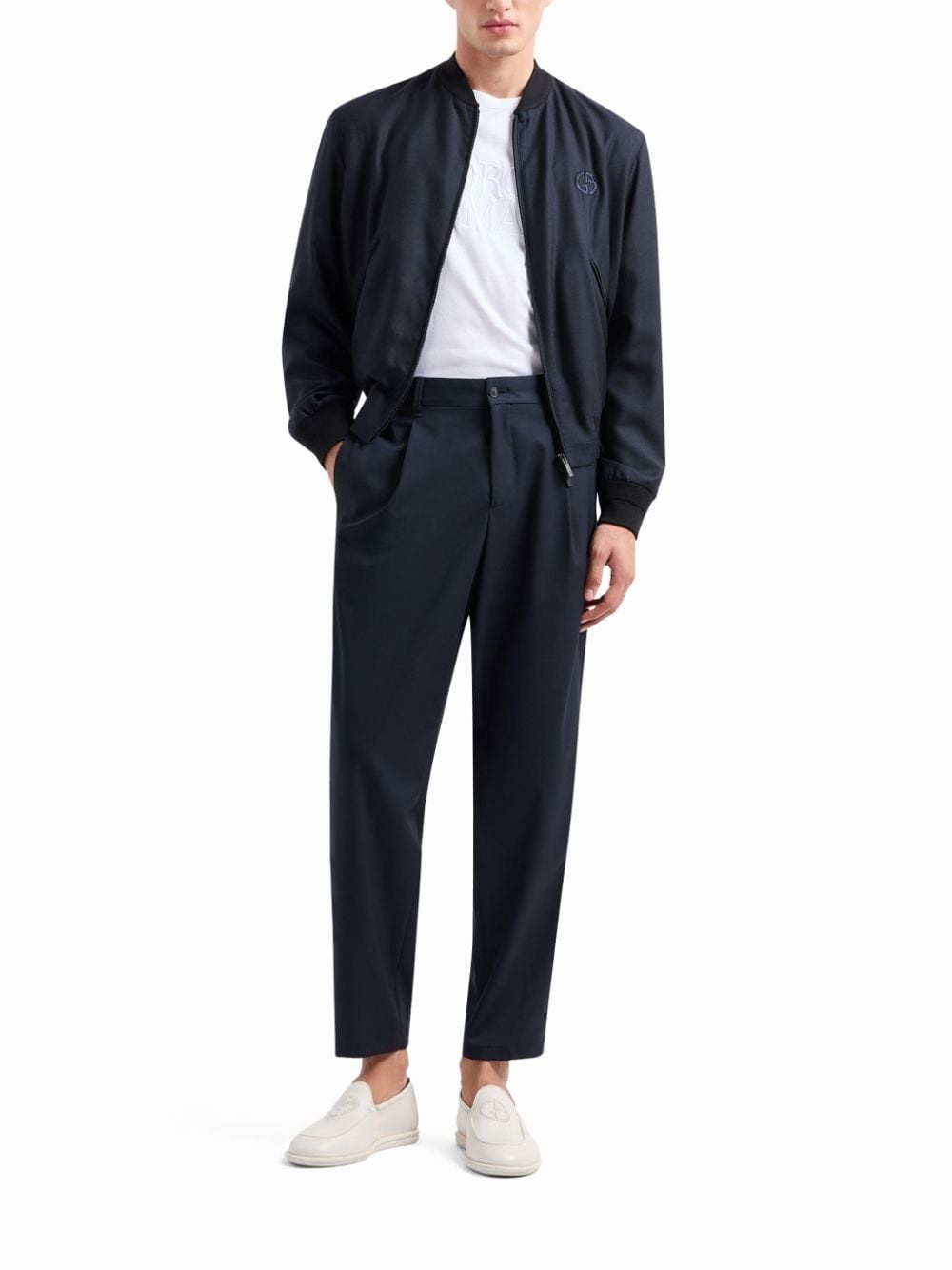 logo-embroidery cashmere-blend jacket - 2