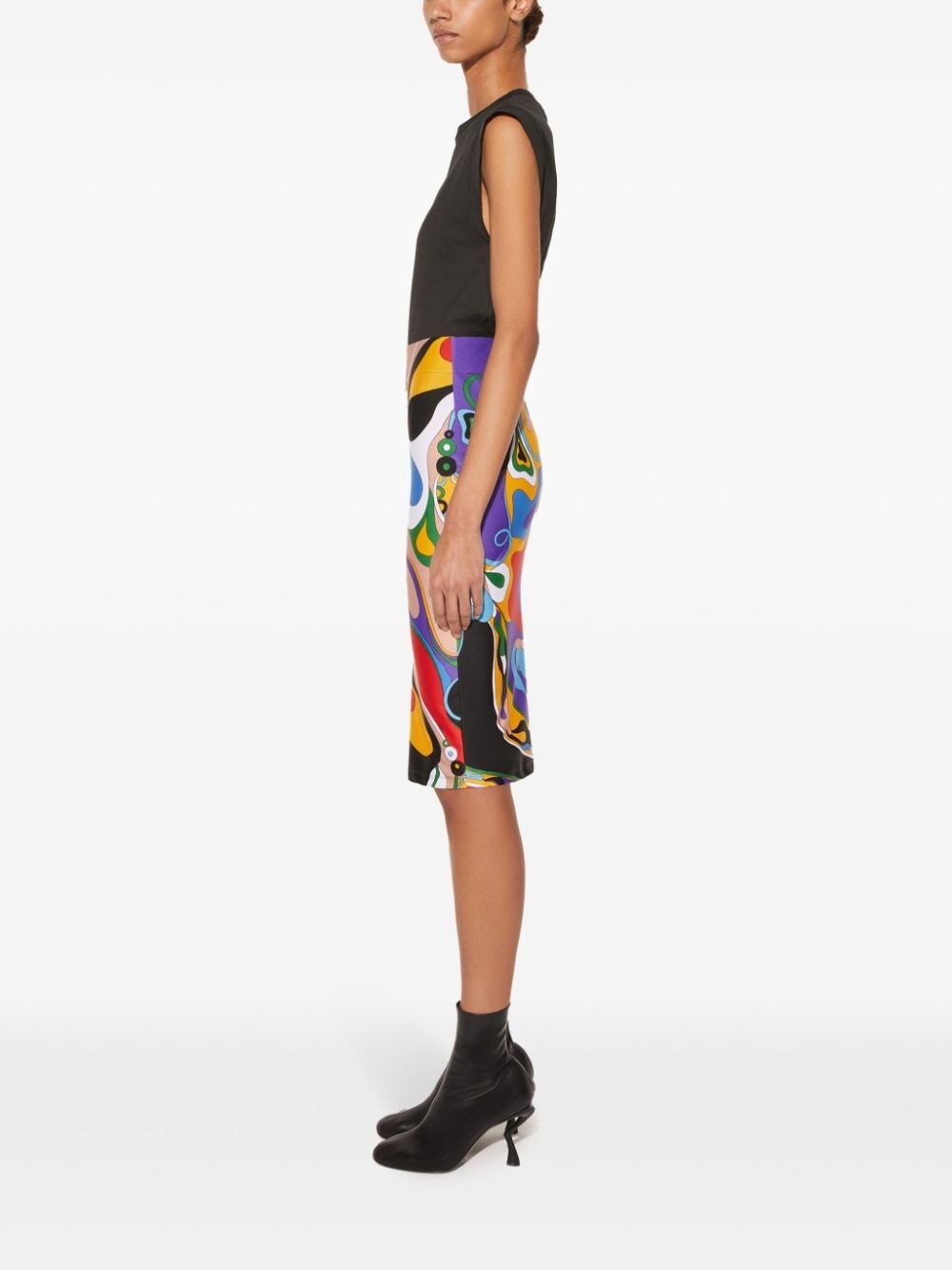 Orchidee-print pencil skirt - 3