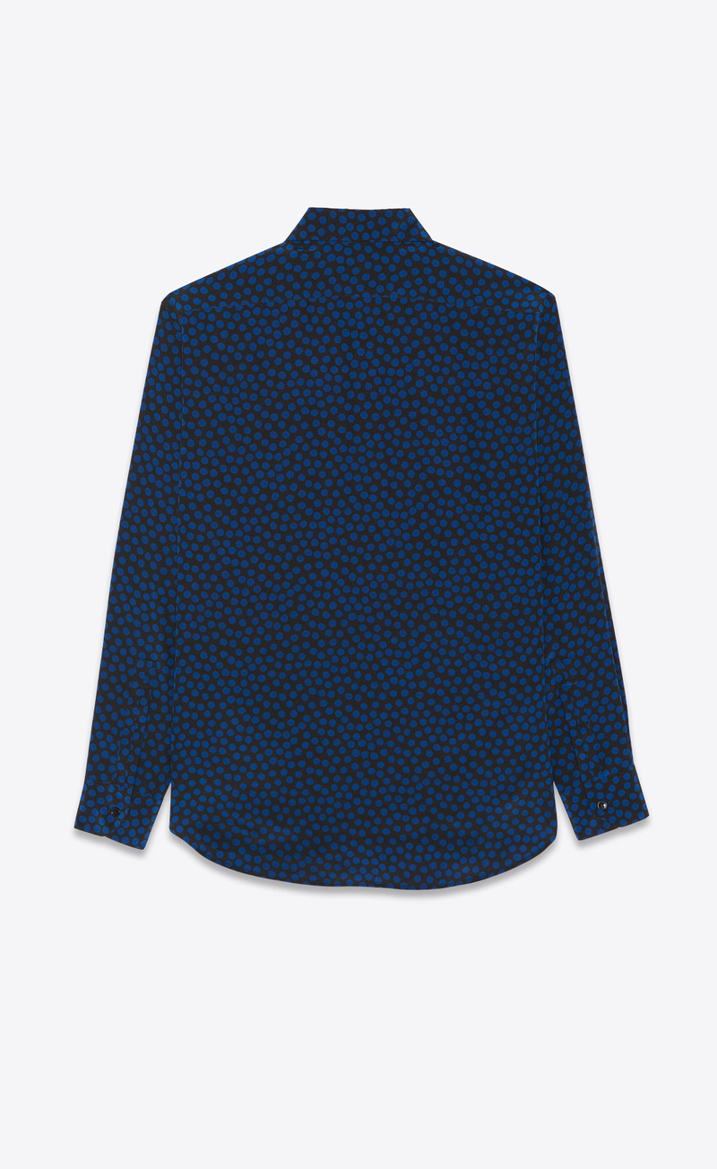 SAINT LAURENT yves collar classic shirt in dotted silk outlook