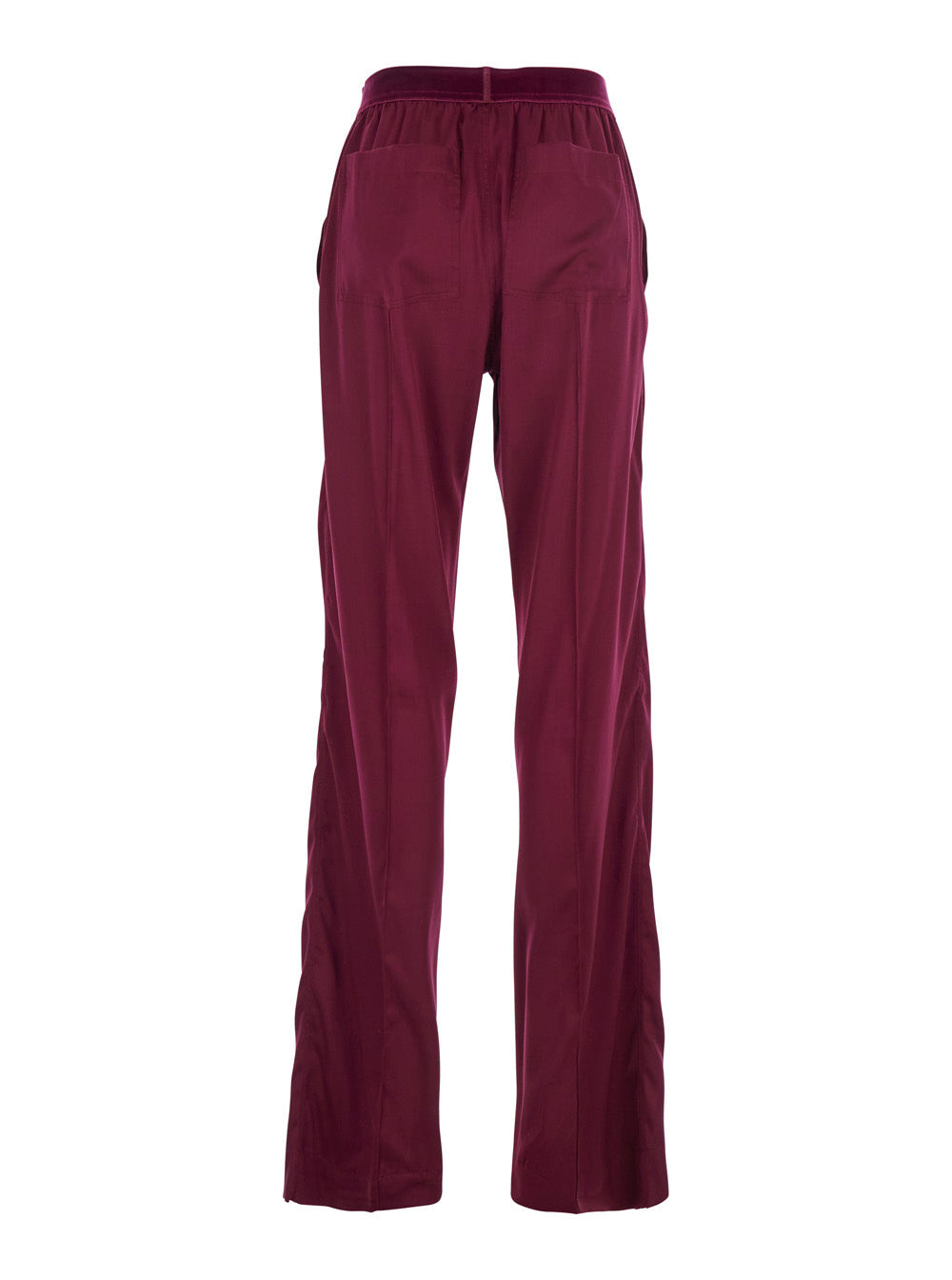 Tom Ford Women Fuchsia Pants With Elastic Waist With Logo Lettering In Silk Stretch Woman - 2