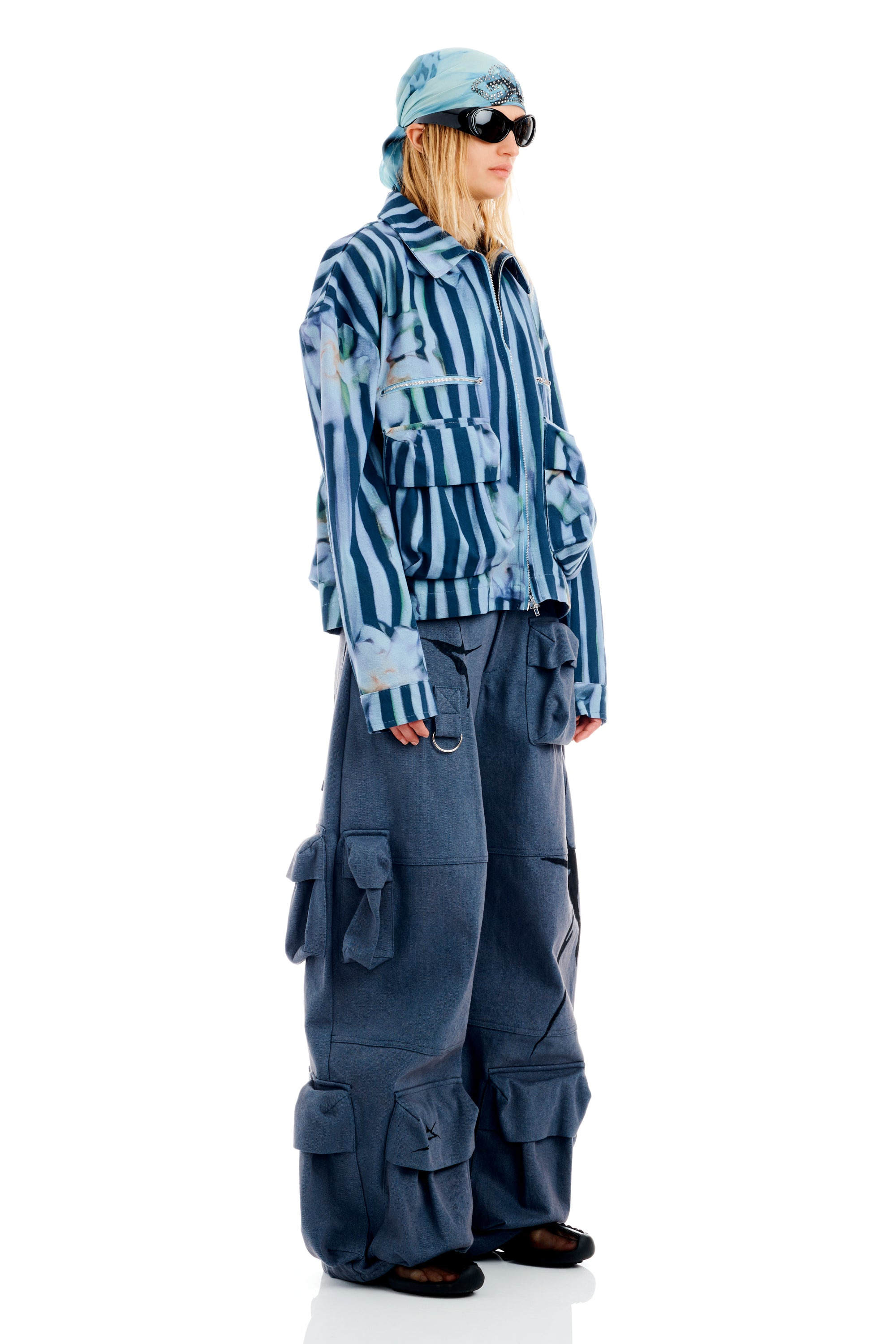 WAVY NAVY FLOWER STRIPE NASH JACKET - 3
