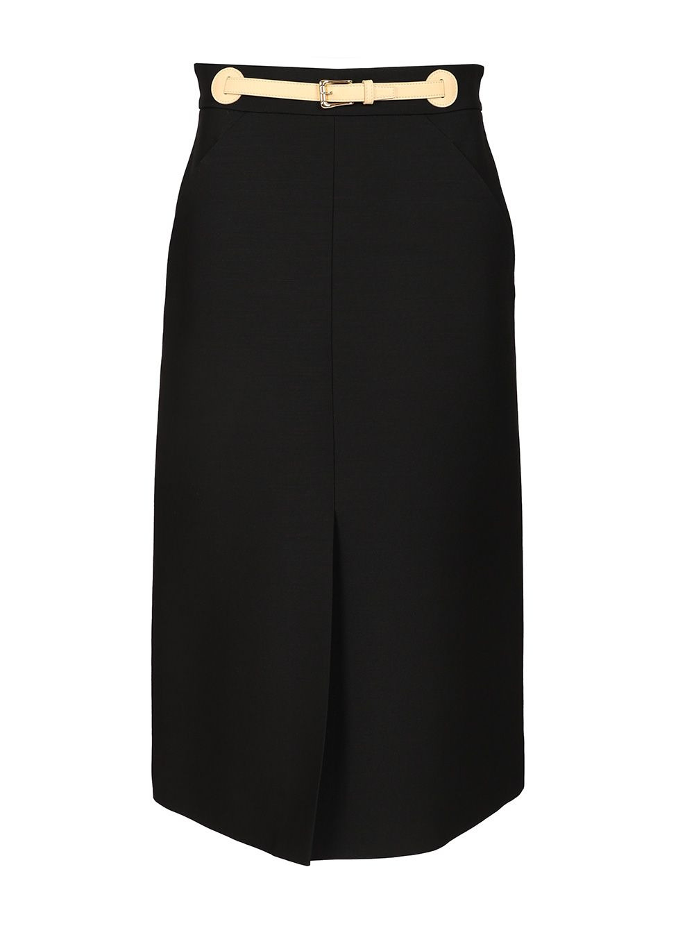 Skirt - With Leather Details | Solid | Crepe Couture Skirts Black - 1