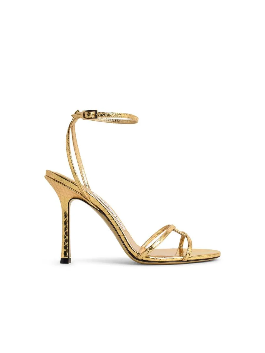 Jimmy Choo '1998 Leo 100' Gold Leather Sandals - 1