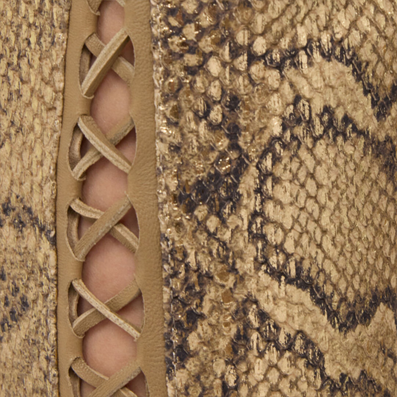 Gold Leather Pants with Python Print and Cut-Out Details 5