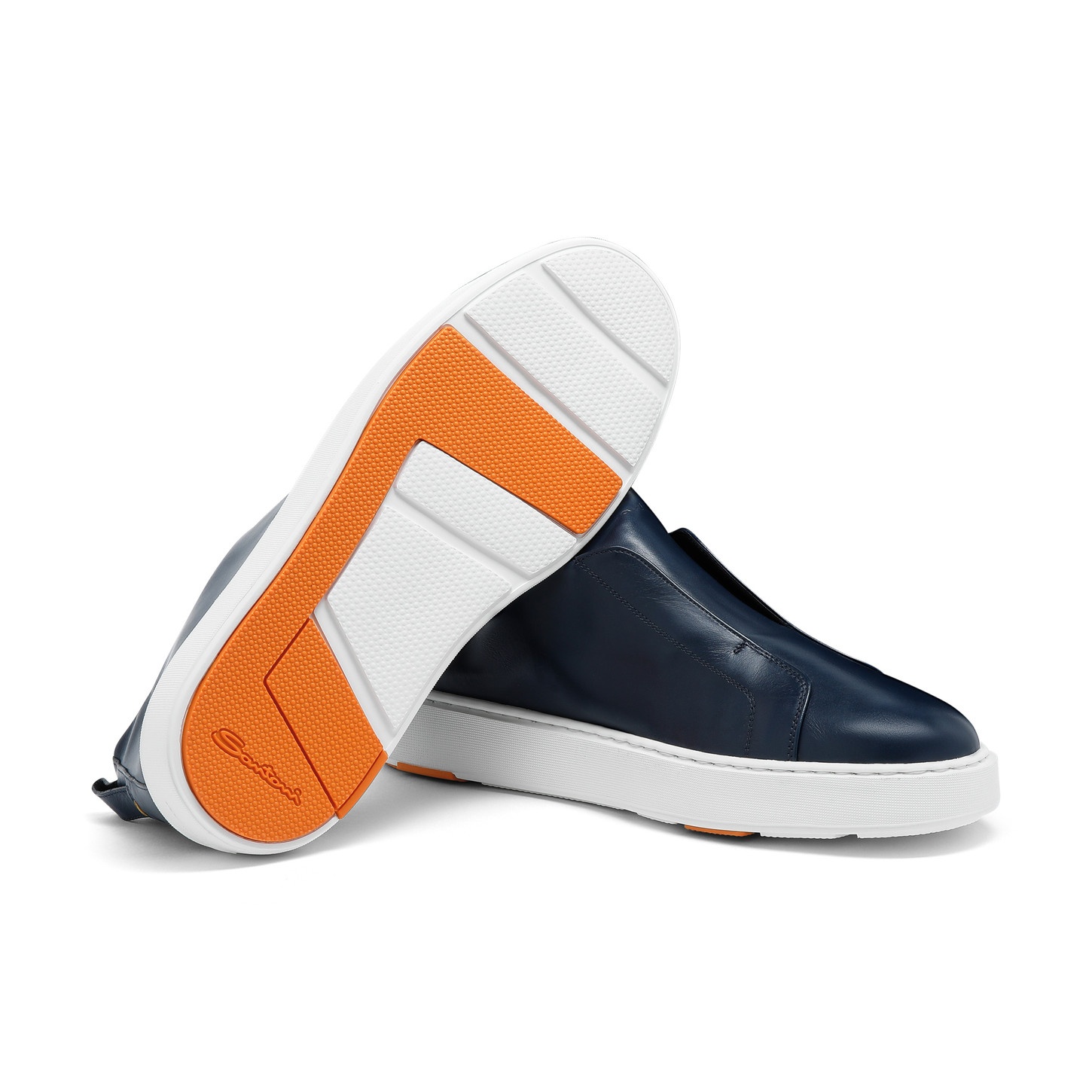 Men's blue leather slip-on sneaker - 4