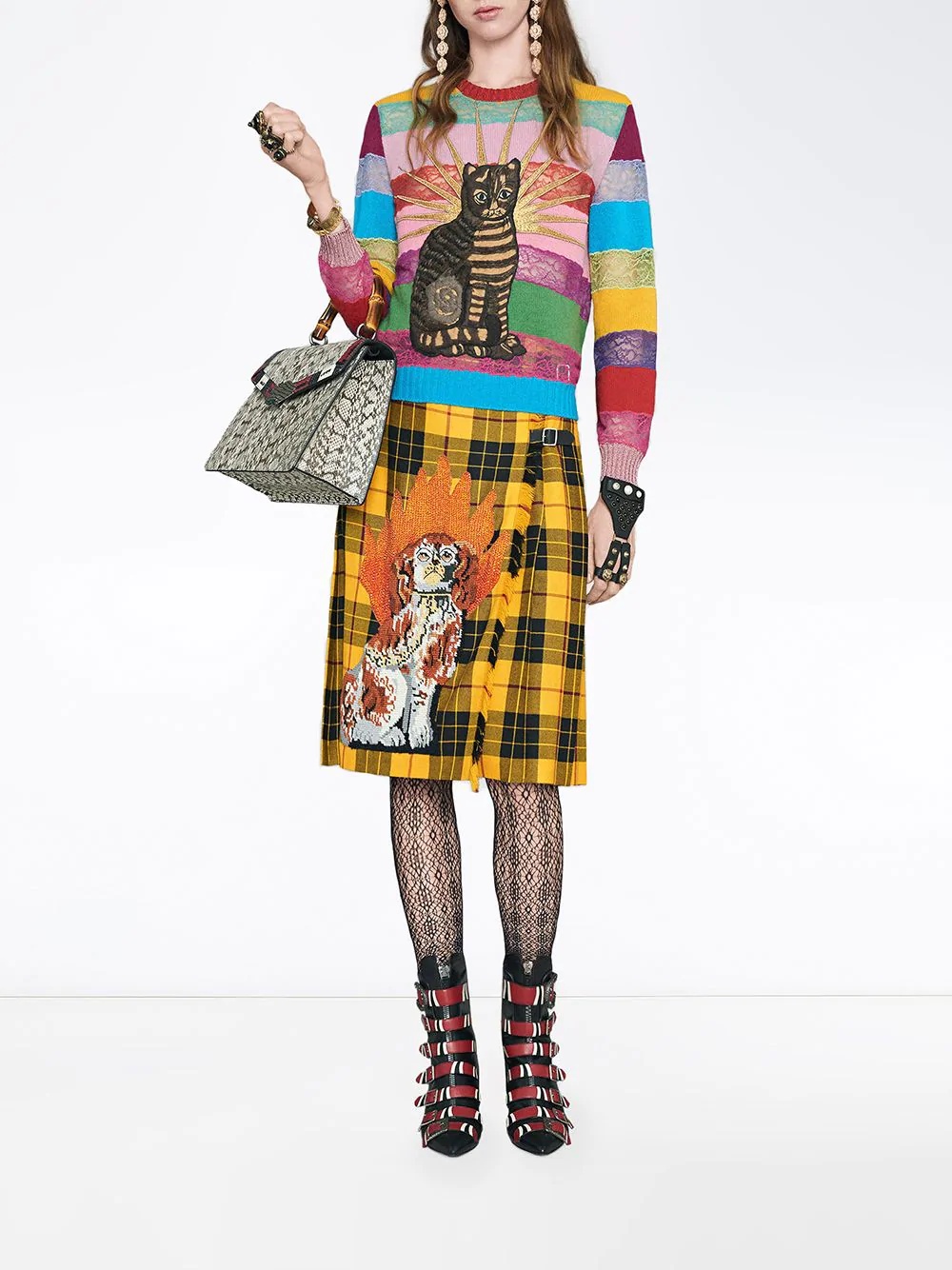 Embroidered tartan wool skirt - 2