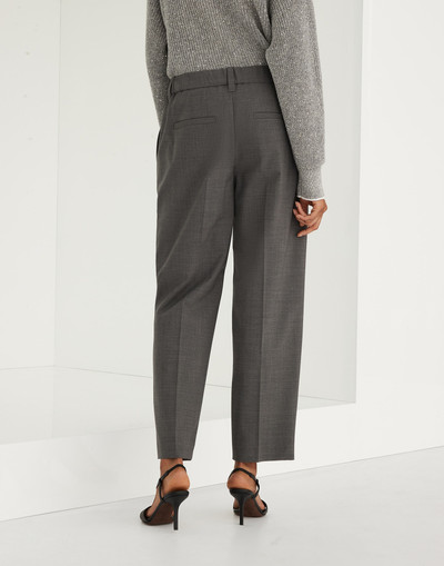 Brunello Cucinelli Tropical luxury wool cigarette trousers outlook