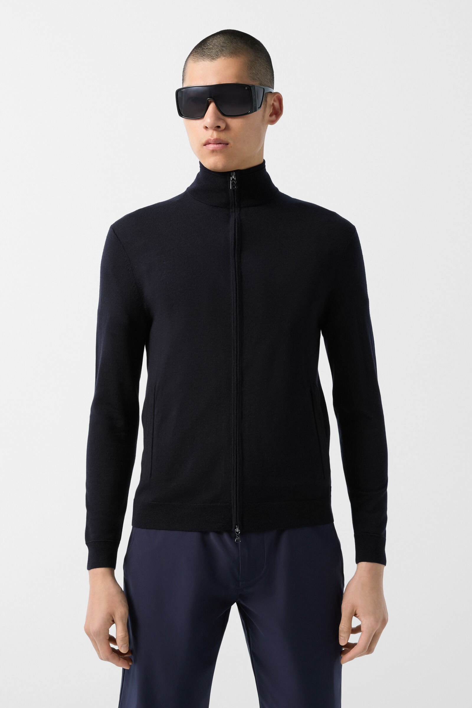 Oscar Merino knit jacket in Navy blue - 2