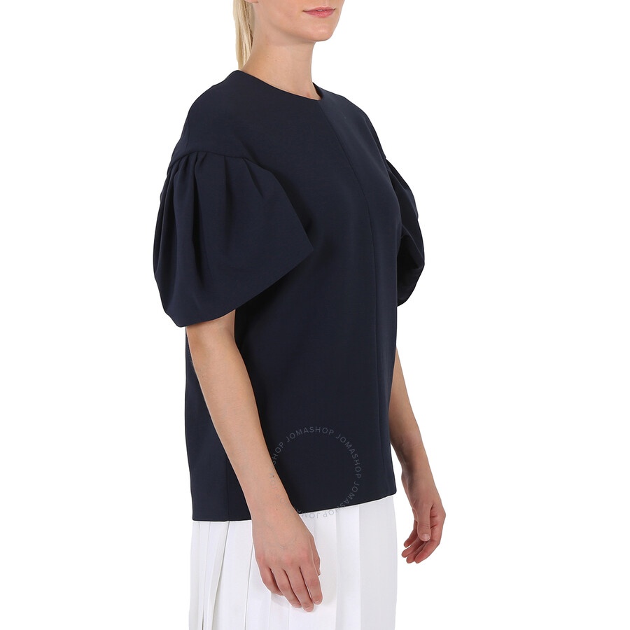 Victoria Beckham Ladies Knit Tops Navy Tuck Sleeve Top, Brand - 3