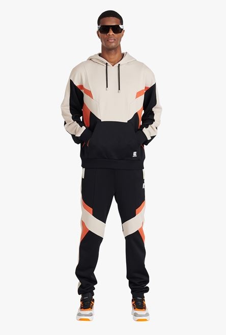 Ivory, black and dark orange cotton sweatshirt - 2
