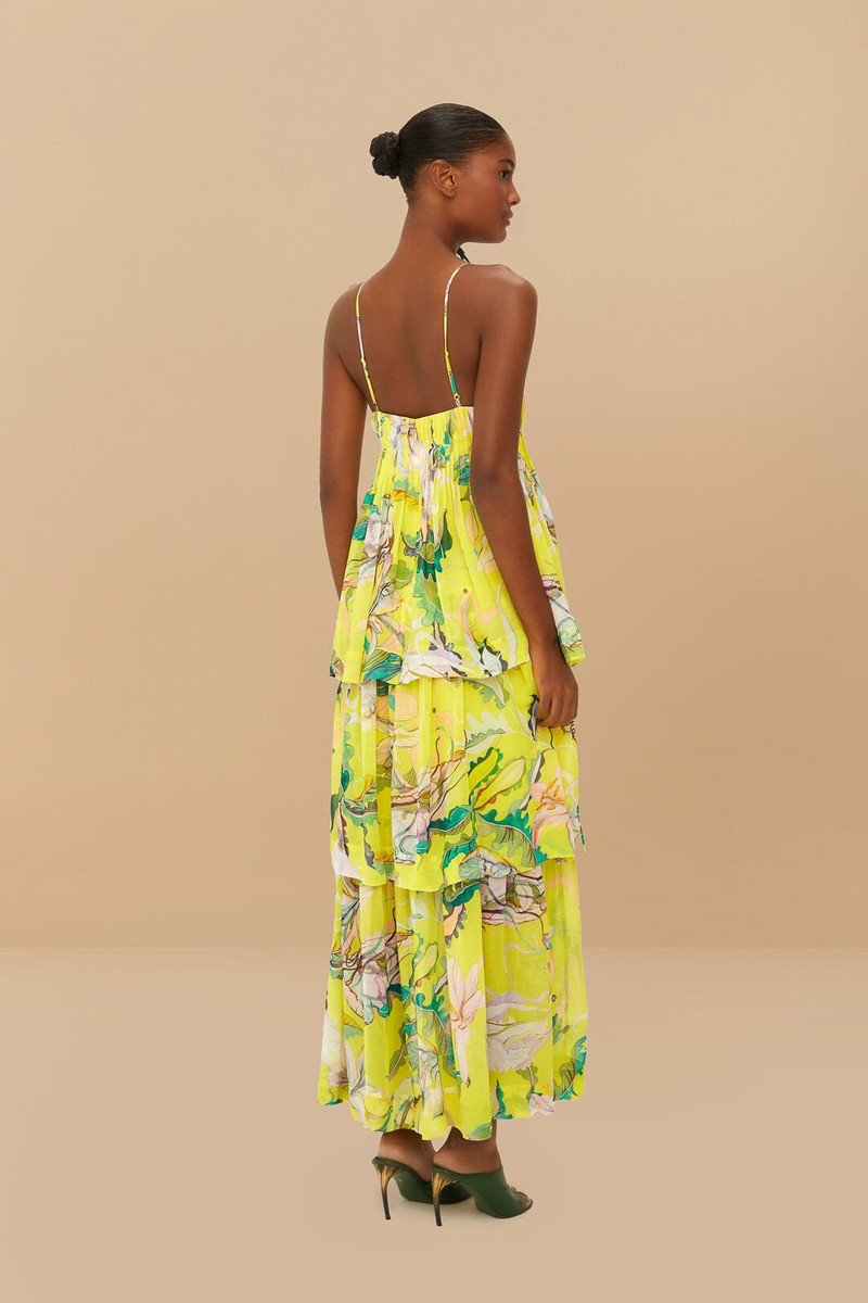 Yellow Jellyfish Bouquet Layered Maxi Dress 4