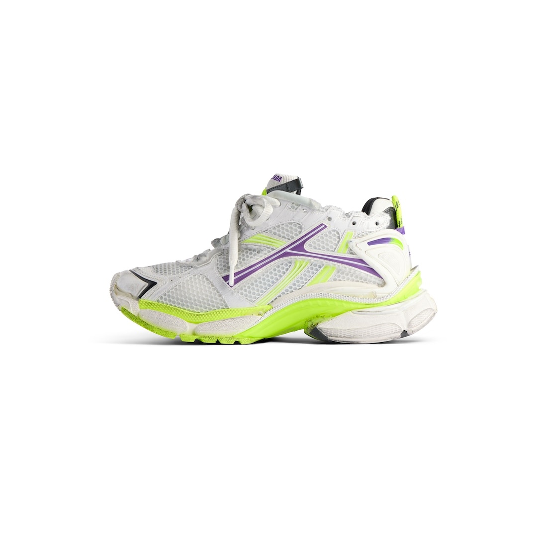 Women's Runner Sneaker  in White/neon Yellow/grey/purple - 4