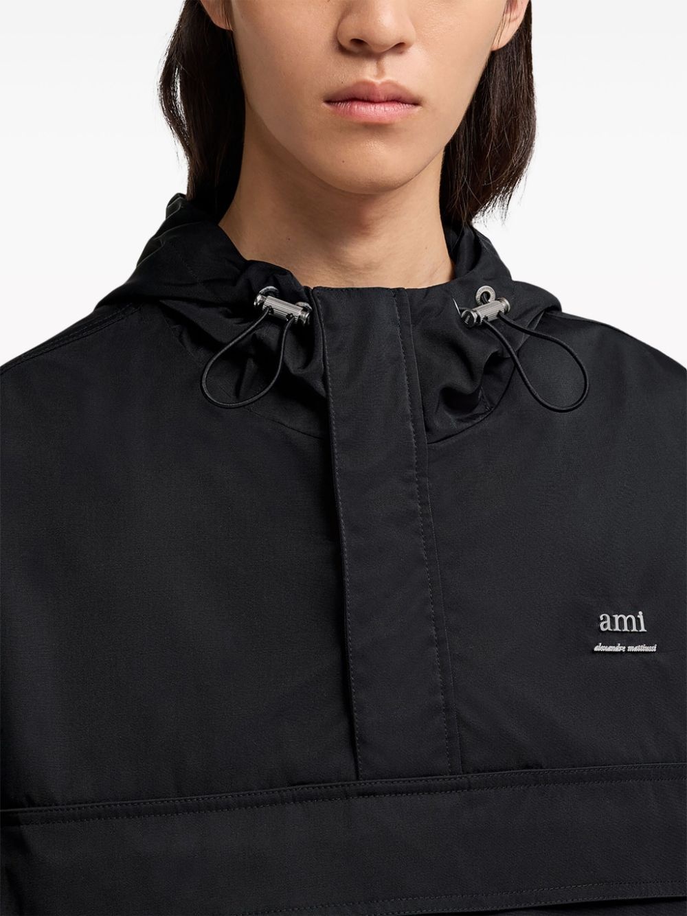 logo-lettering hooded jacket - 2