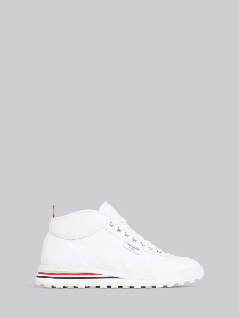 White Cotton Canvas Interlock Tech Runner Rugby Trainer 1