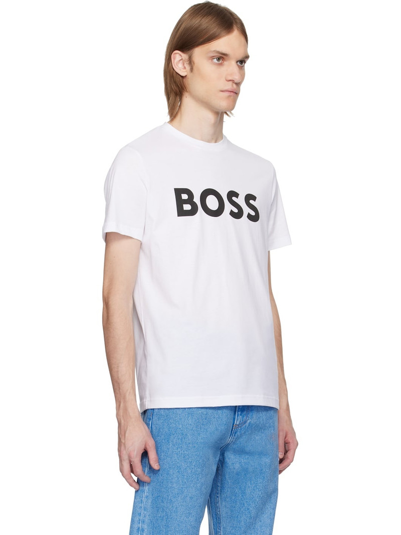 White Curved-Logo Print T-shirt 2